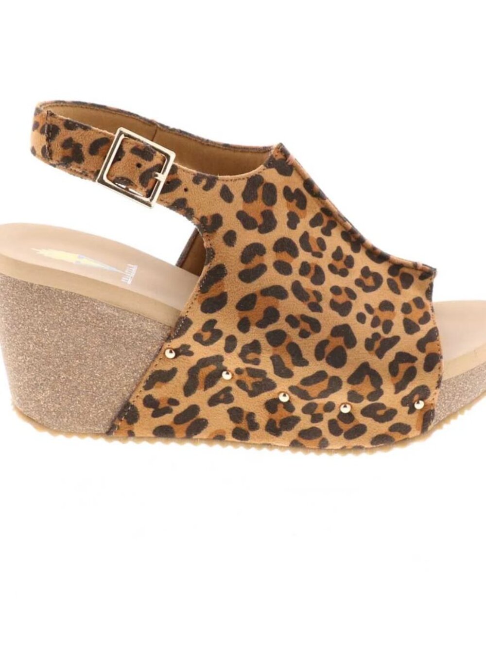 New Volatile Division Cork Platform Leopard Wedge Sandals Studded Sandals Size 9
